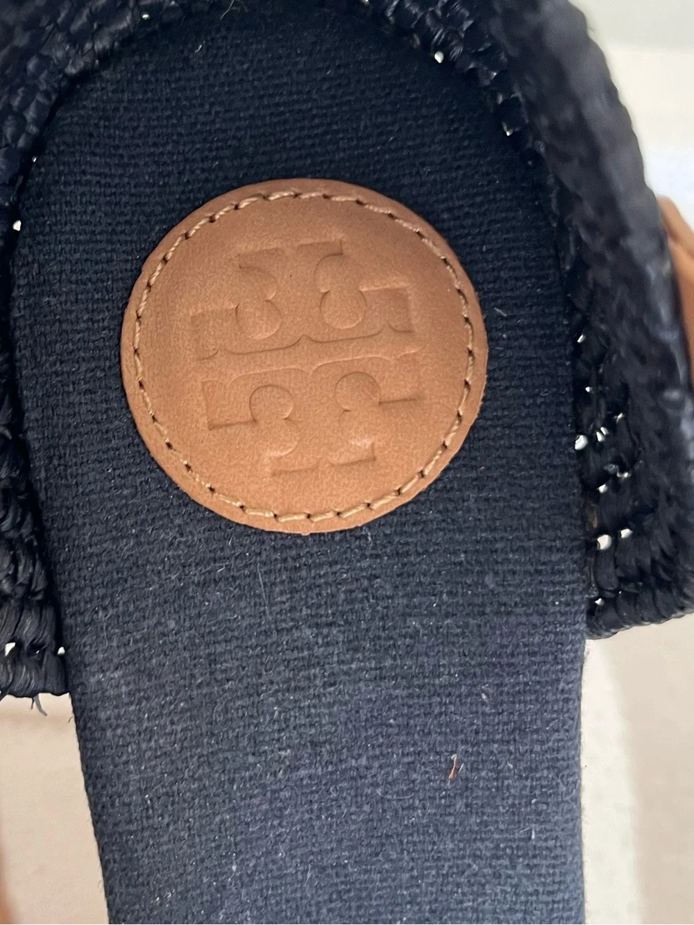 Tory Burch Black Woven T-Strap Wedge Sandals NEW Ankle Strap carina size 7